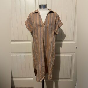 Connected Apparel Brown & Tan Striped‎ Dress
